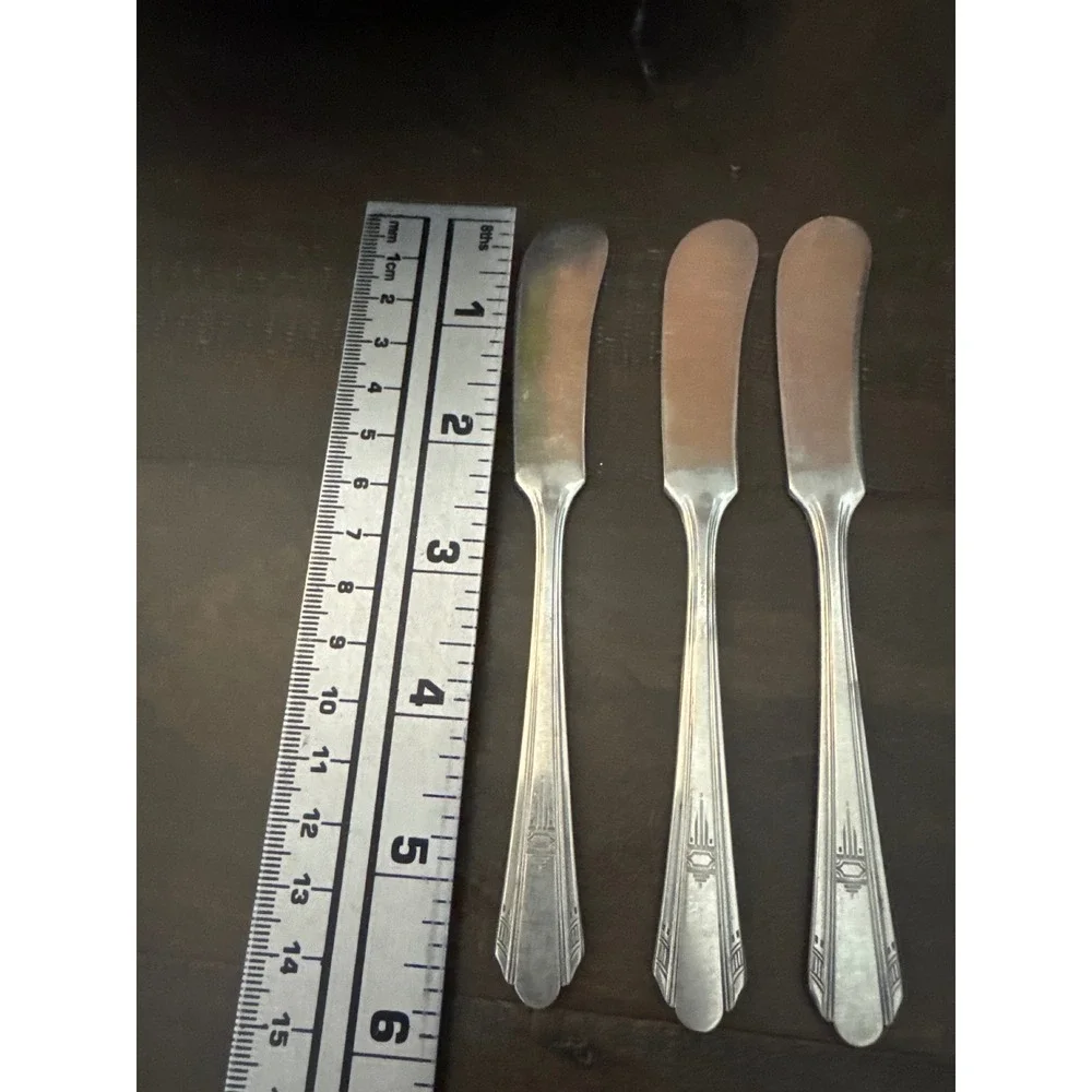 Oneida Silver Paramount Wm A Rogers Butter Spreaders Set of 3 Art Deco 1933 6in